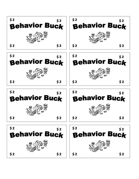 Behavior Bucks Printable Free